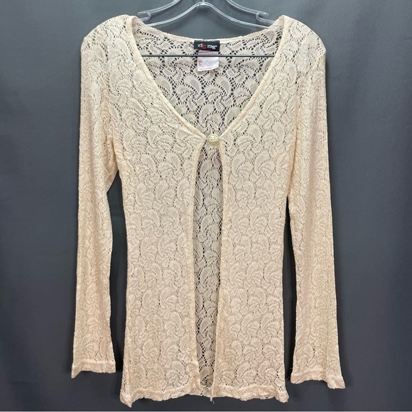 Vintage 60’s? Cream coloured button front cardigan paisley crocheted lace - Picture 1 of 13